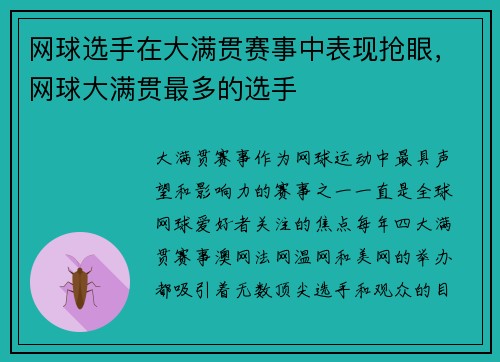 网球选手在大满贯赛事中表现抢眼，网球大满贯最多的选手